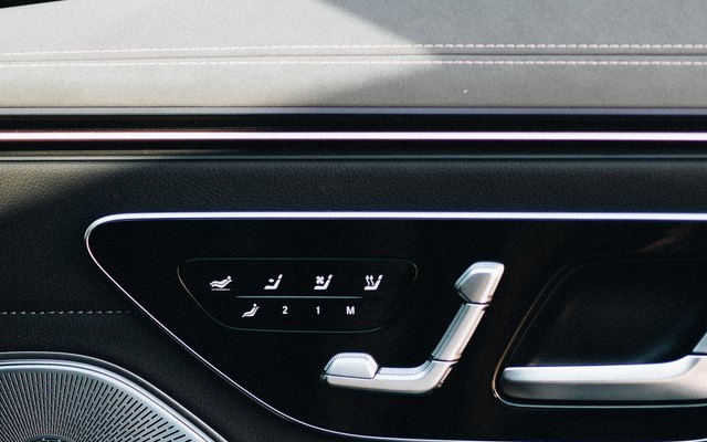 The seat controls in the rear door of the Mercedes-Benz EQS