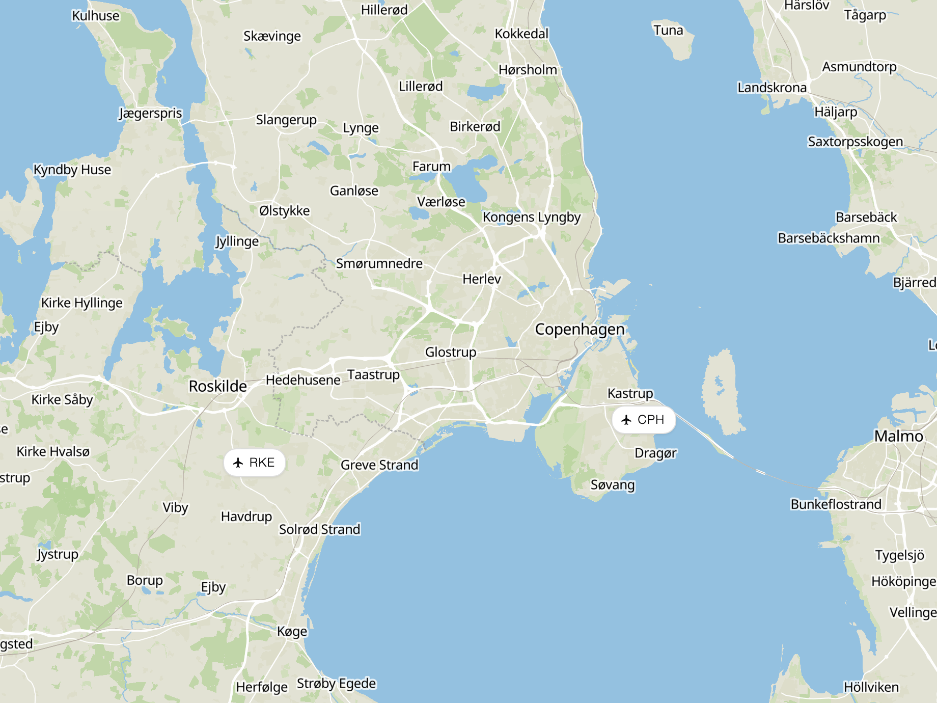 Map of the Copenhagen area